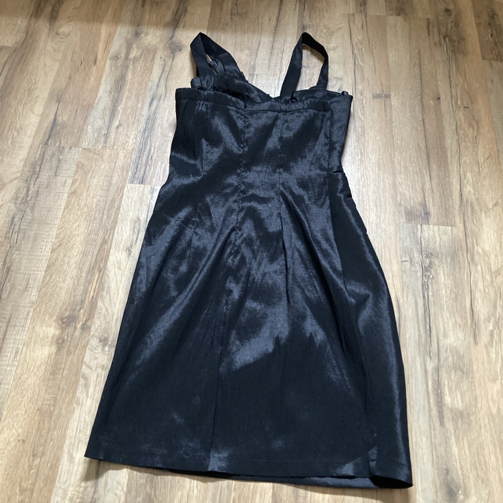 Dave & Johnny Black Dress Formal Cocktail Prom Wedding Short Size 1 / 2 Ruched - Picture 4 of 5
